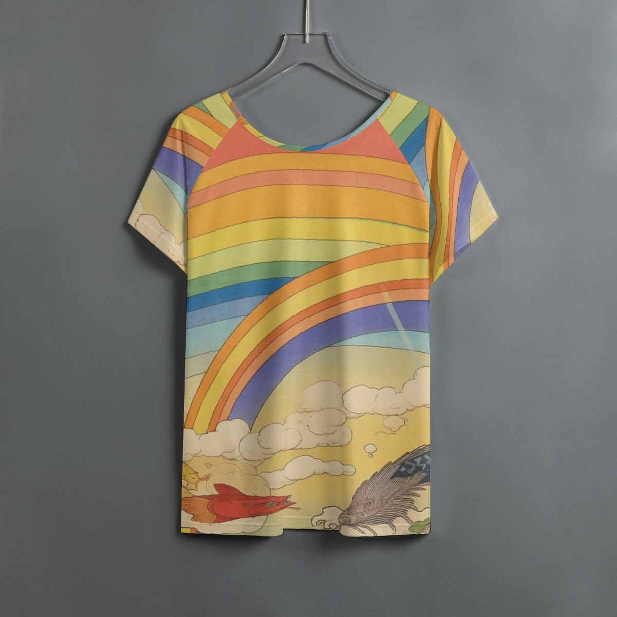All-Over Print Women's Round Neck T-shirt With Raglan Sleeve