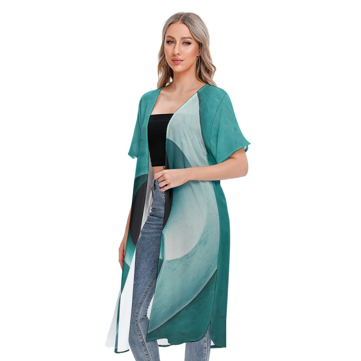 All-Over Print Women's Short Sleeve Cardigan