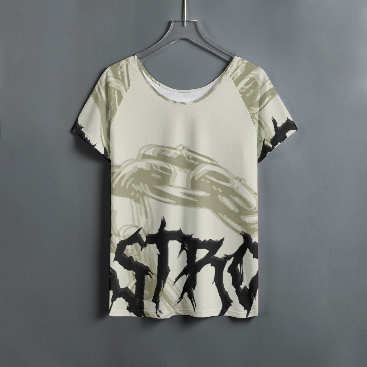 All-Over Print Women's Round Neck T-shirt With Raglan Sleeve