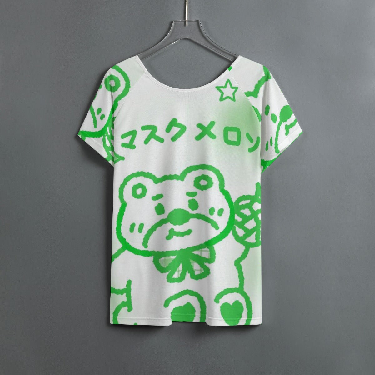 All-Over Print Women's Round Neck T-shirt With Raglan Sleeve