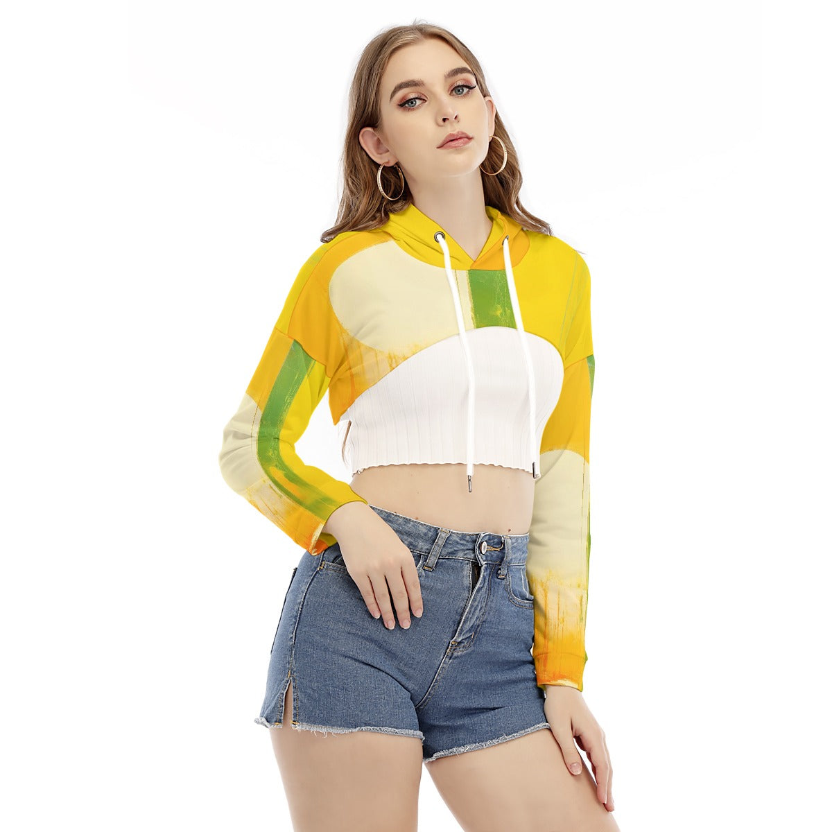 All-Over Print Women's Smock Short Hoodie With Long Sleeve