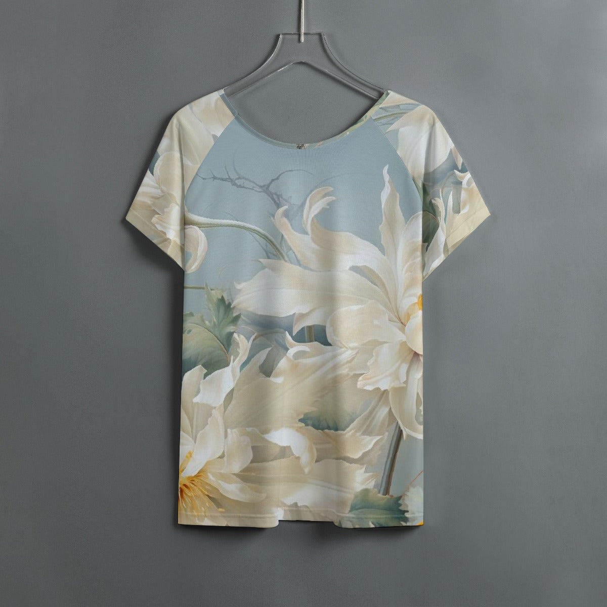 All-Over Print Women's Round Neck T-shirt With Raglan Sleeve