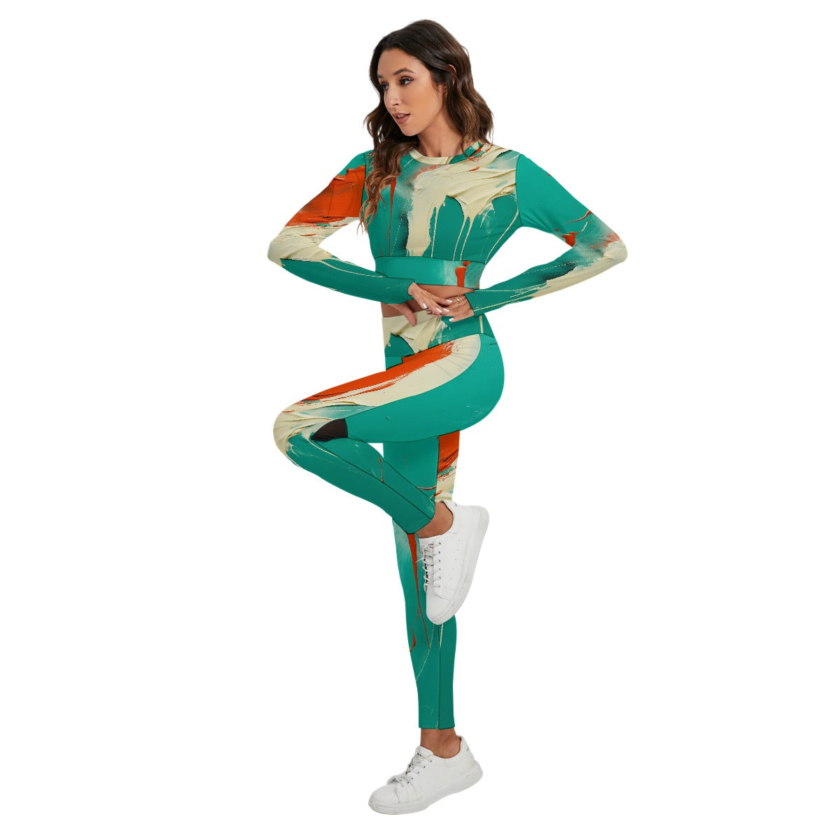 All-Over Print Women's Sport Set With Backless Top And Leggings