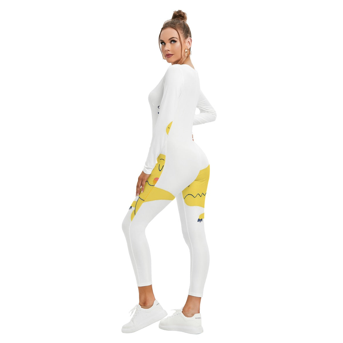 All-Over Print Women's Plunging Neck Jumpsuit