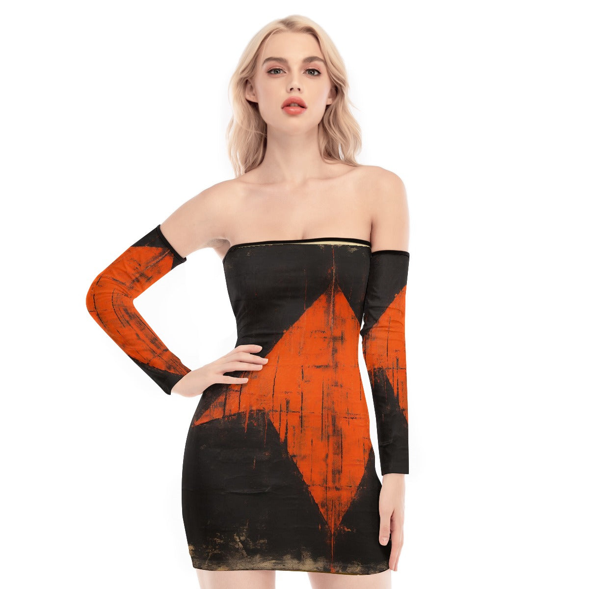 All-Over Print Women's Off-shoulder Back Lace-up Dress