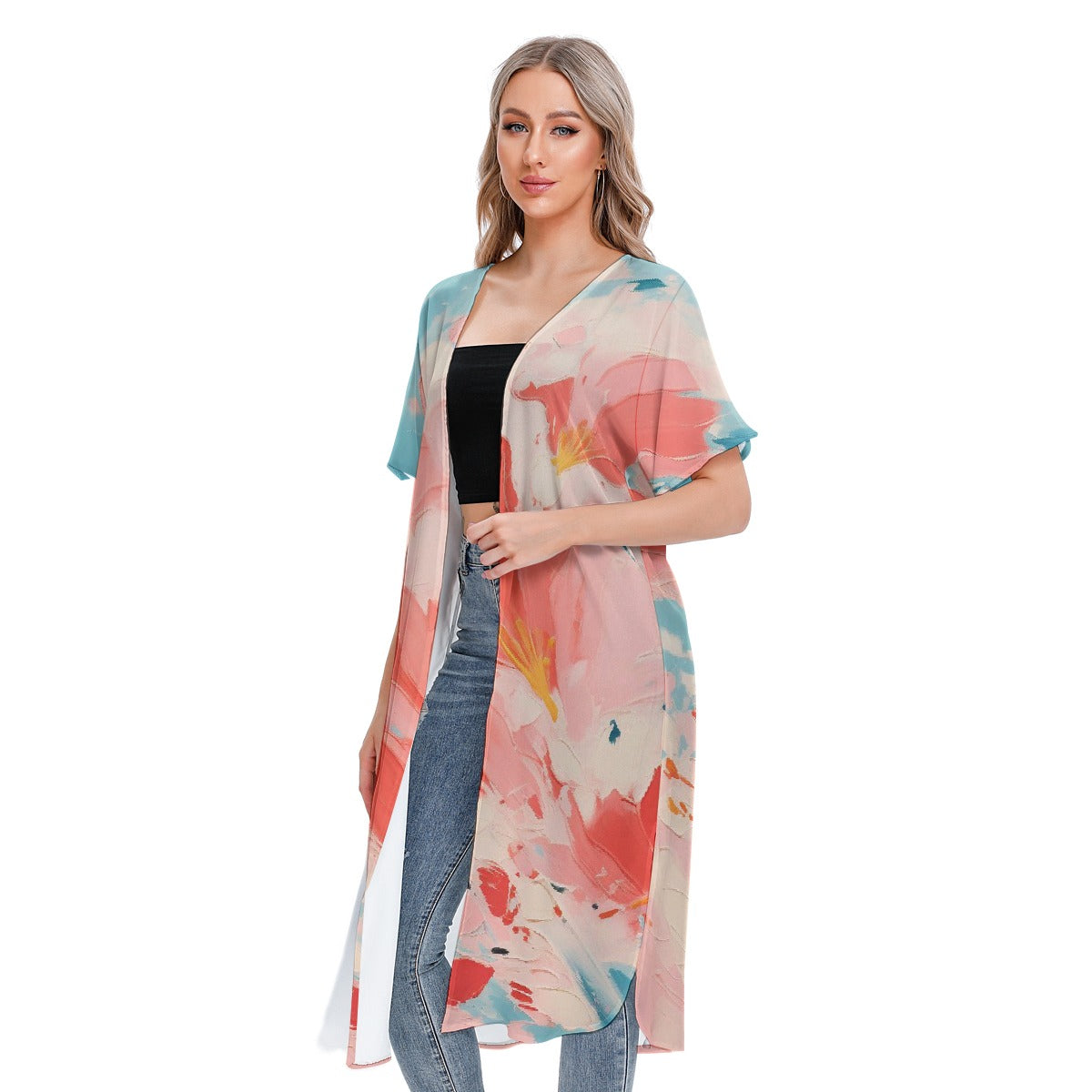 All-Over Print Women's Short Sleeve Cardigan