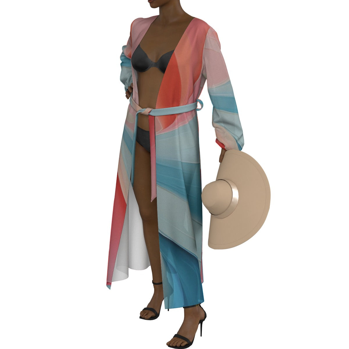 All-Over Print Women's Lace-up Chiffon Robe