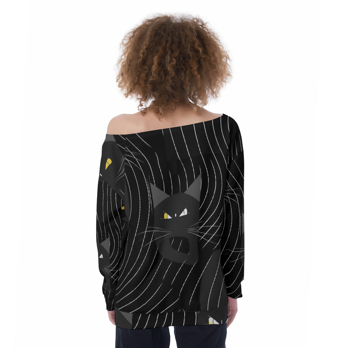 All-Over Print Oversized Women's Off-Shoulder Sweatshirt