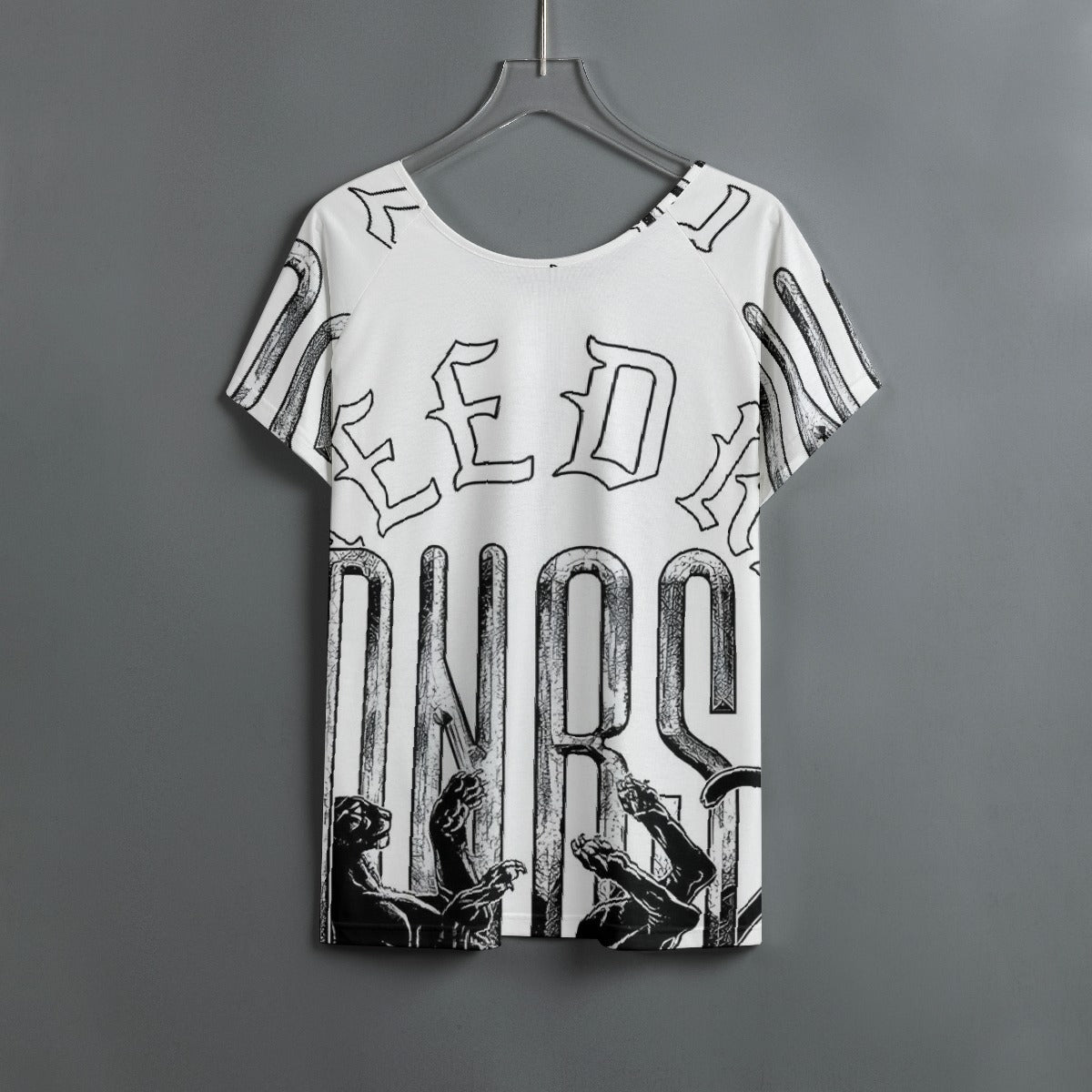 All-Over Print Women's Round Neck T-shirt With Raglan Sleeve