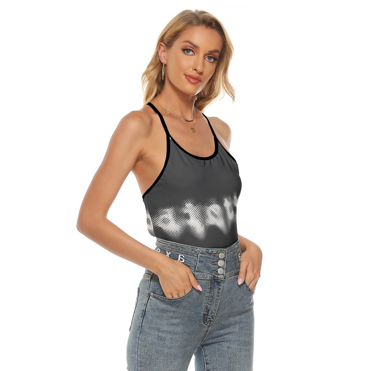 All-Over Print Women's Criss-Cross Open Back Tank Top