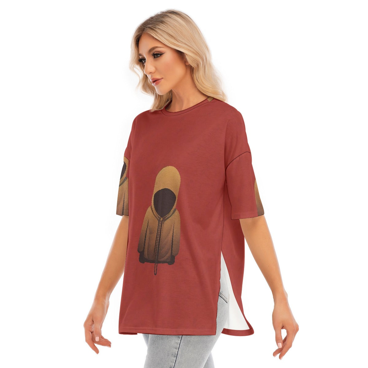 All-Over Print Women's Short Sleeves T-shirt With Hem Split