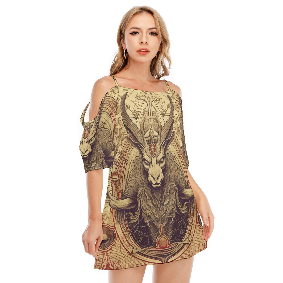 All-Over Print Women's Off-shoulder Cami Dress