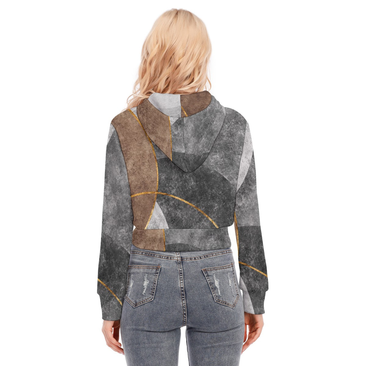 All-Over Print Women's Crop Top Hoodie With Zipper Closure