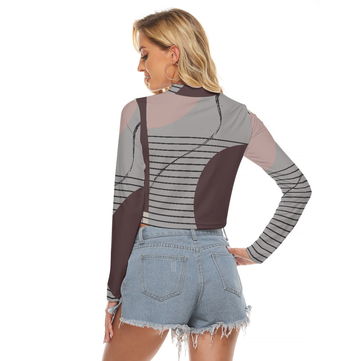 All-Over Print Women's Hollow Chest Keyhole Tight Crop Top