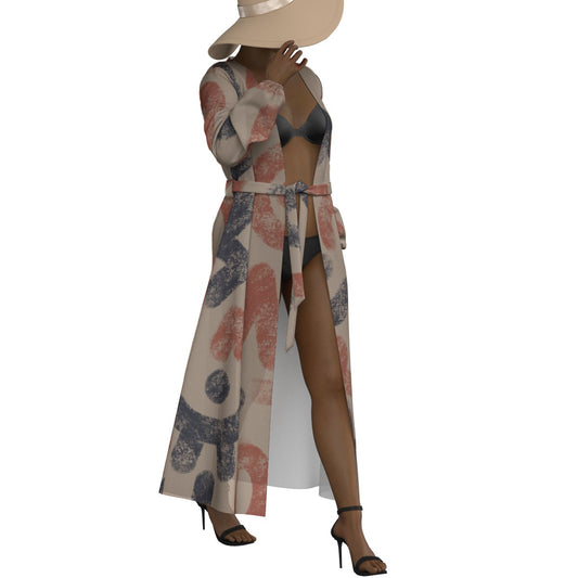 All-Over Print Women's Lace-up Chiffon Robe