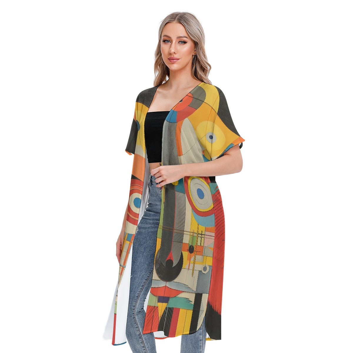 All-Over Print Women's Short Sleeve Cardigan