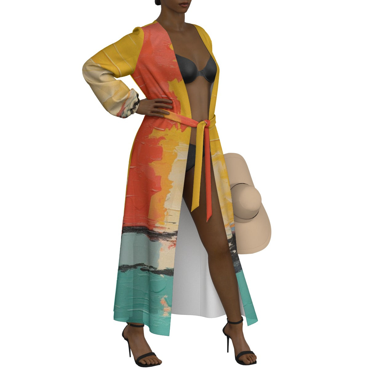 All-Over Print Women's Lace-up Chiffon Robe