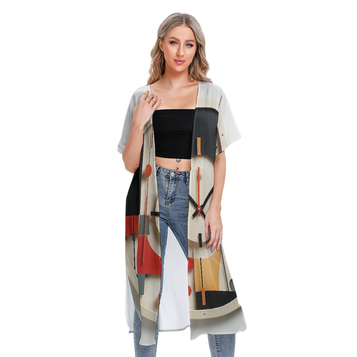 All-Over Print Women's Short Sleeve Cardigan