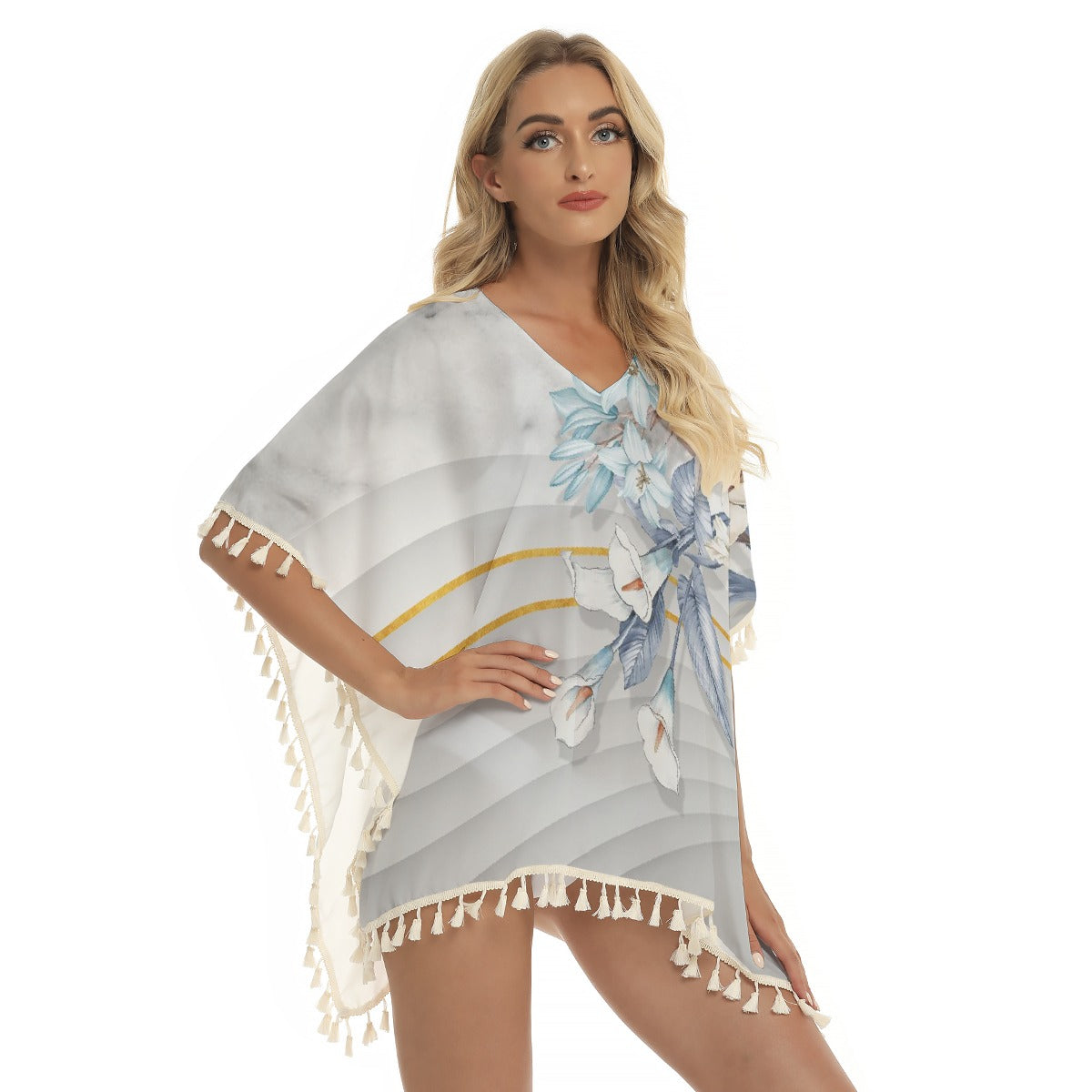 All-Over Print Women's Square Fringed Shawl