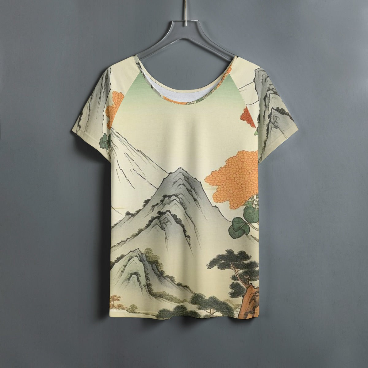 All-Over Print Women's Round Neck T-shirt With Raglan Sleeve