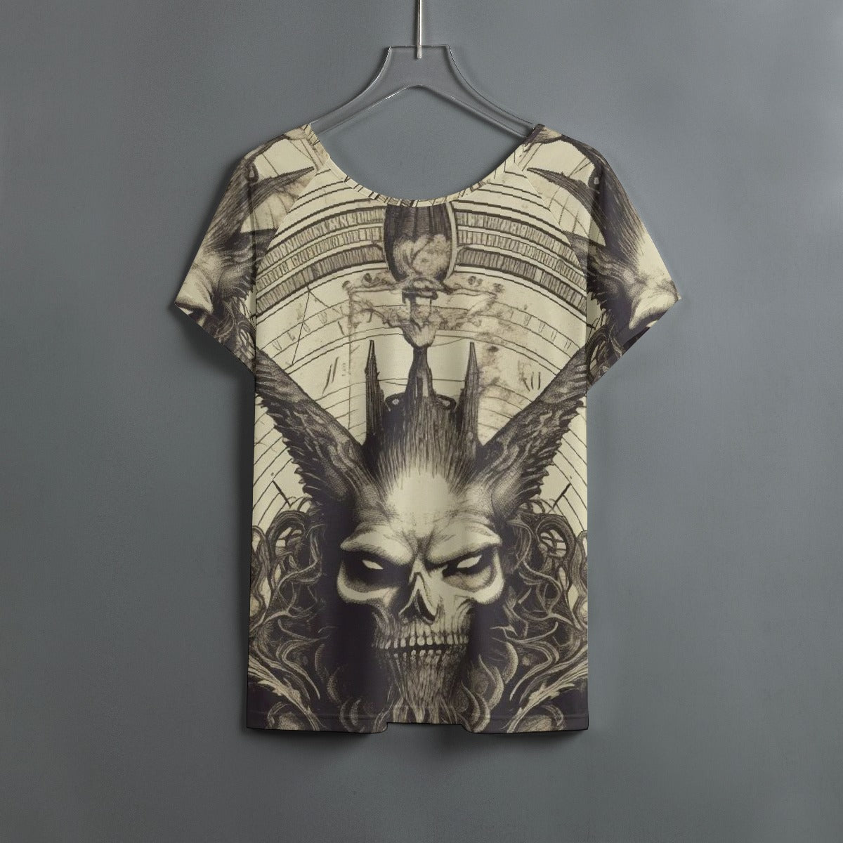 All-Over Print Women's Round Neck T-shirt With Raglan Sleeve
