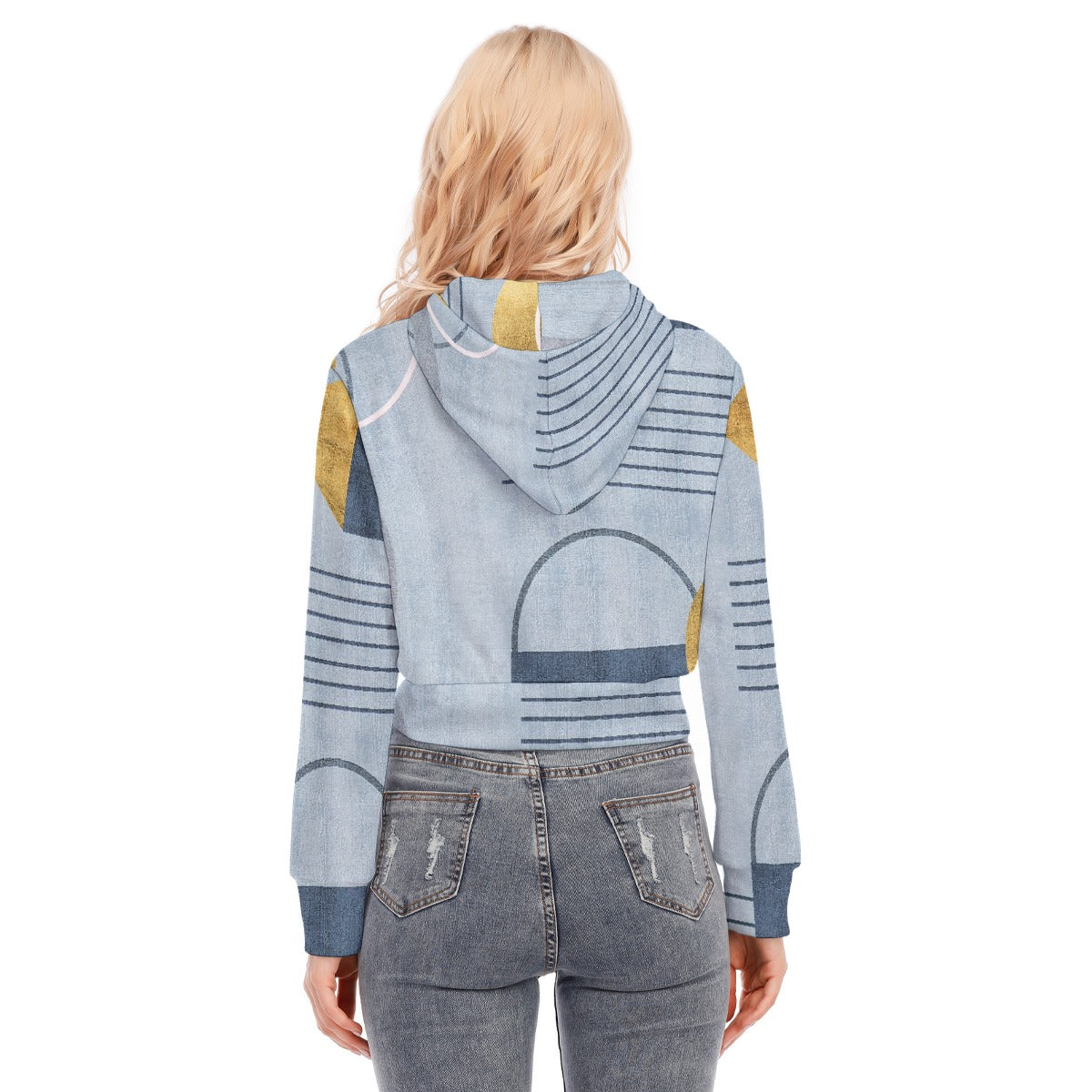 All-Over Print Women's Crop Top Hoodie With Zipper Closure