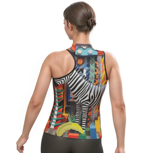 All-Over Print Women's Halter Sleeveless Asymmetrical Tank Top
