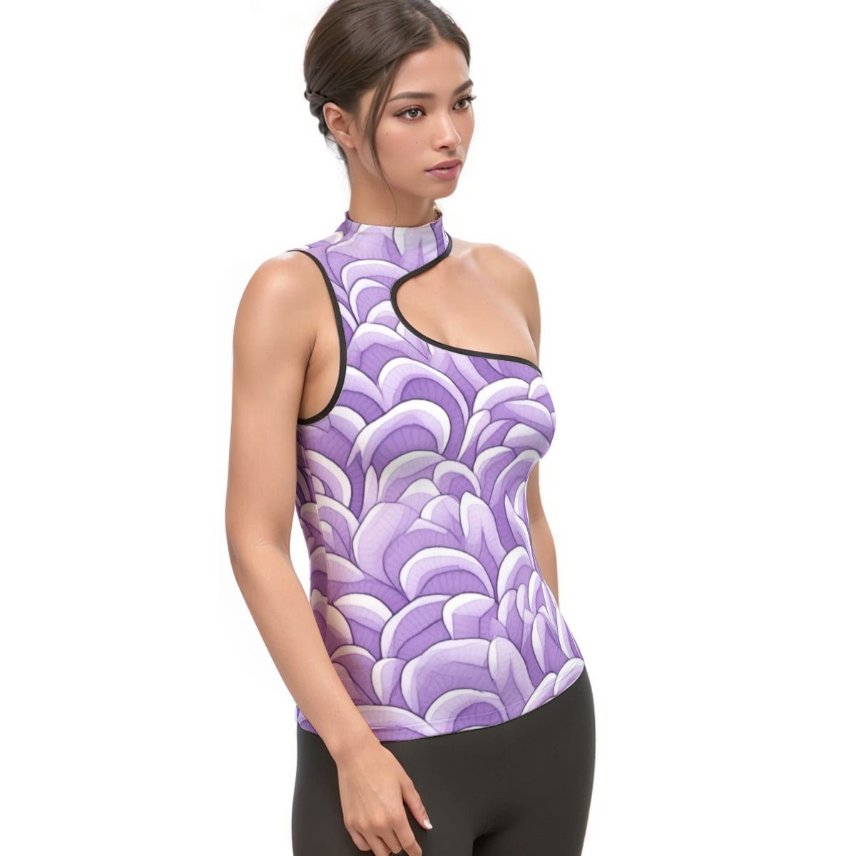 All-Over Print Women's Halter Sleeveless Asymmetrical Tank Top