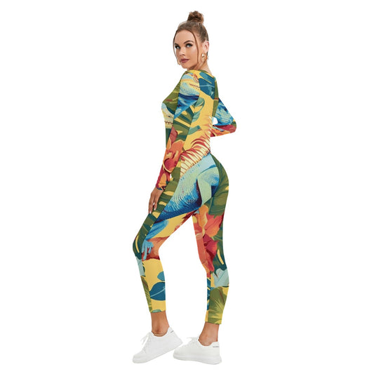 All-Over Print Women's Plunging Neck Jumpsuit