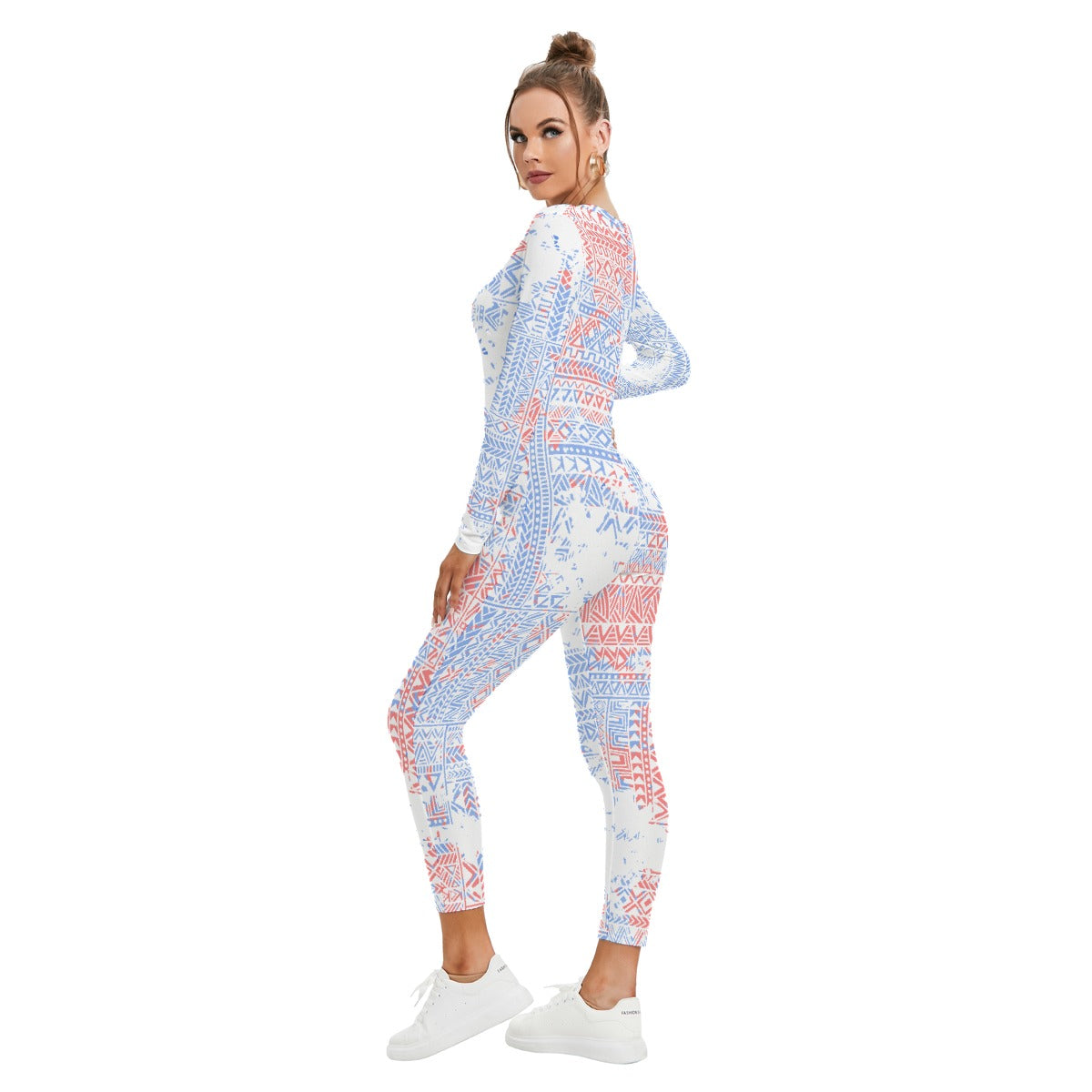 All-Over Print Women's Plunging Neck Jumpsuit