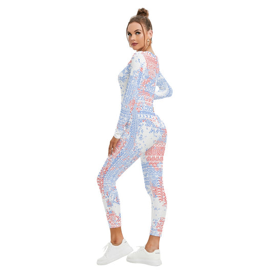 All-Over Print Women's Plunging Neck Jumpsuit