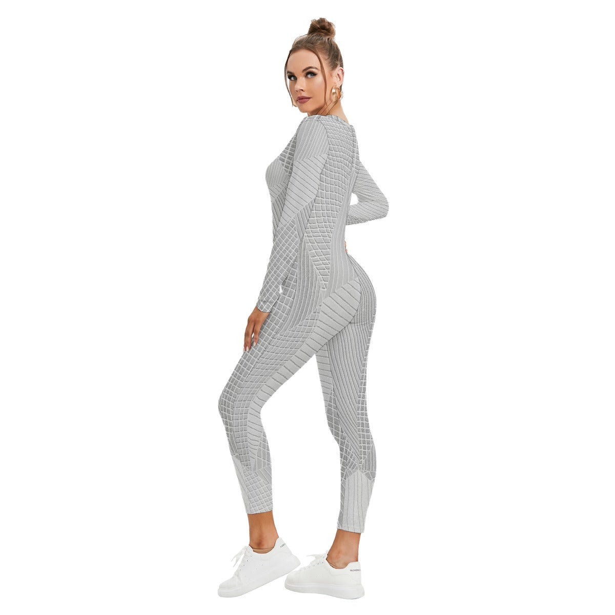 All-Over Print Women's Plunging Neck Jumpsuit