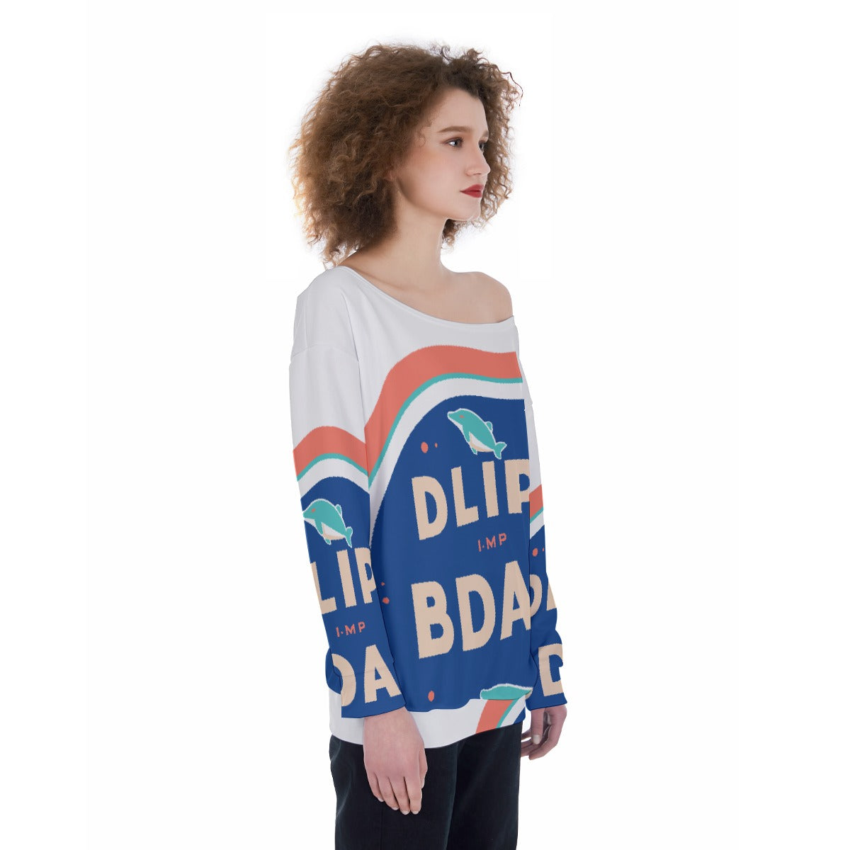All-Over Print Oversized Women's Off-Shoulder Sweatshirt