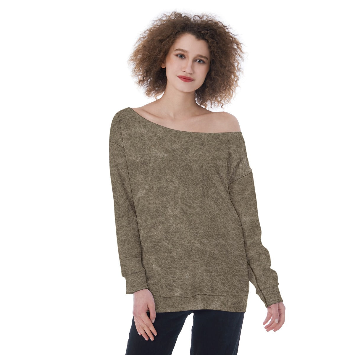 All-Over Print Oversized Women's Off-Shoulder Sweatshirt