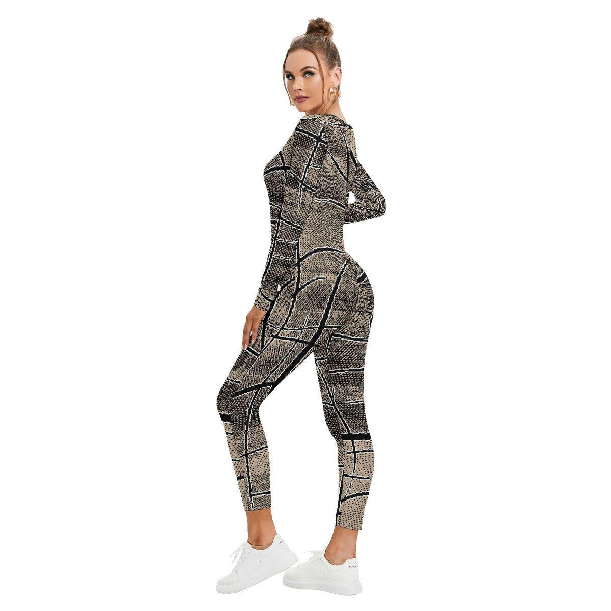 All-Over Print Women's Plunging Neck Jumpsuit