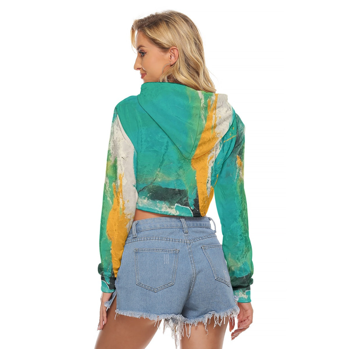 All-Over Print Women's Crop Top Hoodie|Velvet
