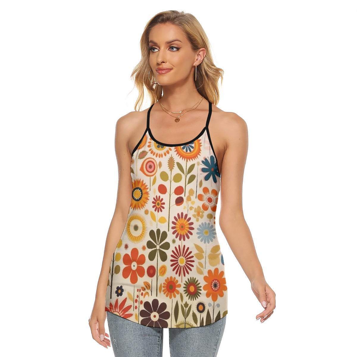 All-Over Print Women's Criss-Cross Open Back Tank Top