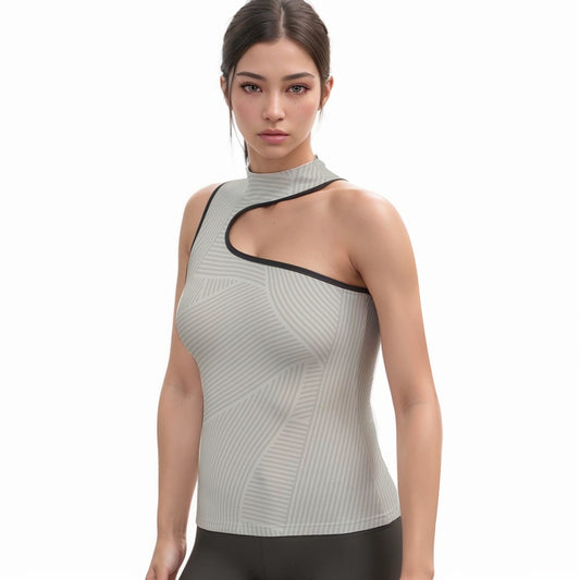 All-Over Print Women's Halter Sleeveless Asymmetrical Tank Top