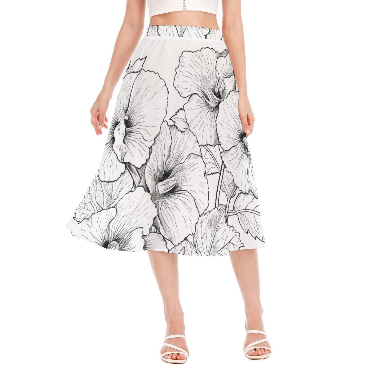 All-Over Print Women's Long Section Chiffon Skirt
