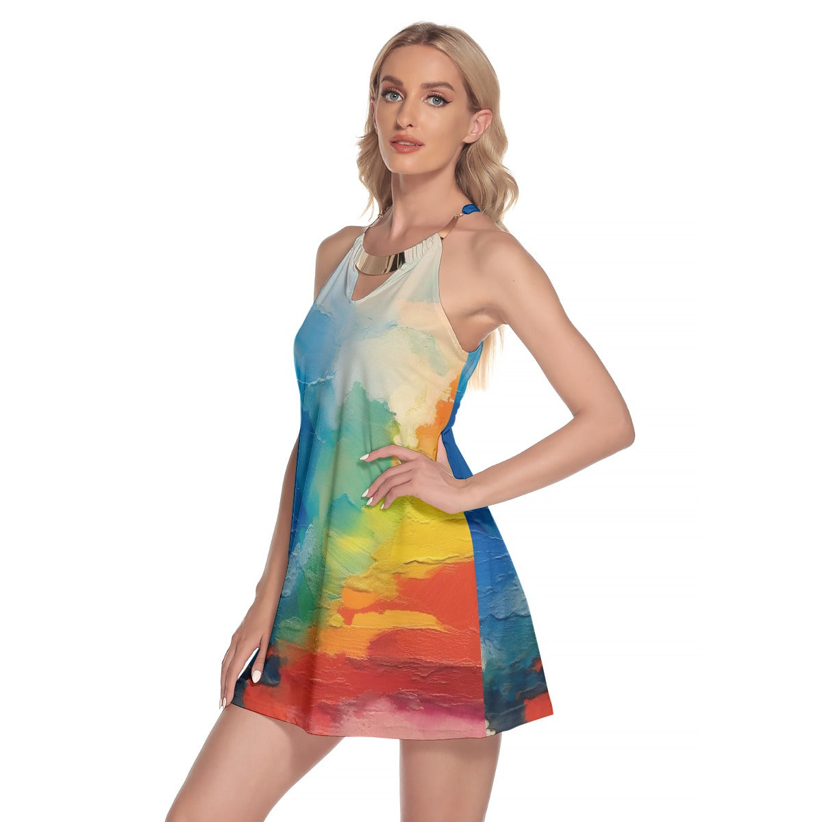 All-Over Print Women's Round Neck Above Knee Dress