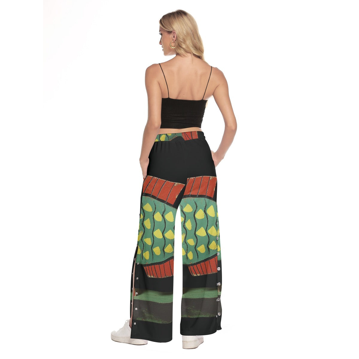 All-Over Print Women's Side Slit Snap Button Trousers