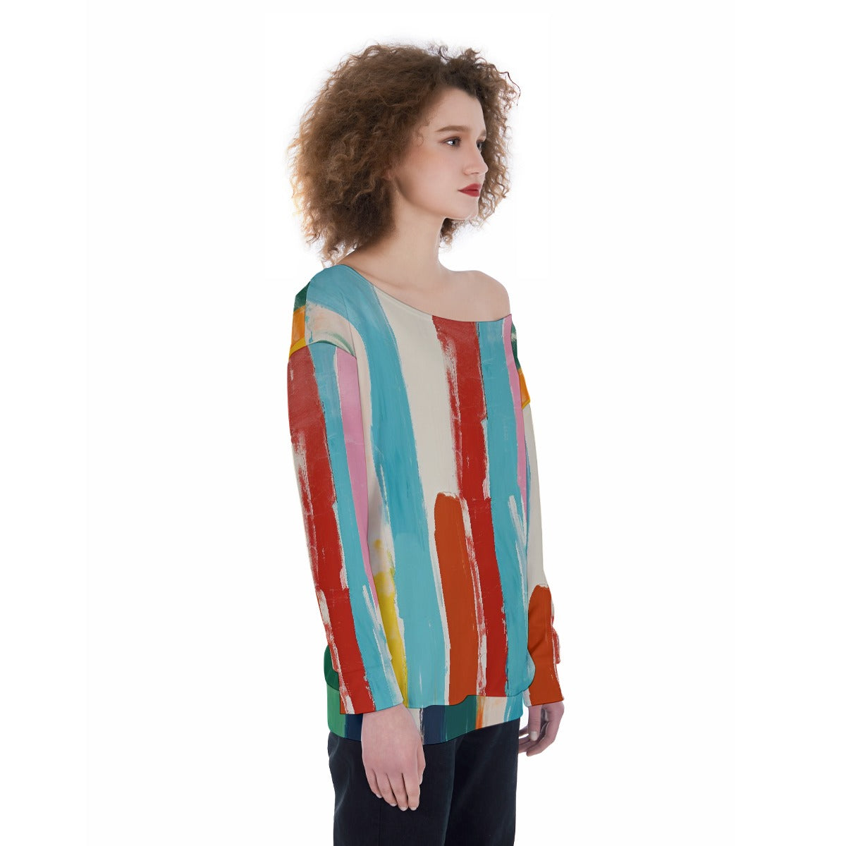 All-Over Print Oversized Women's Off-Shoulder Sweatshirt