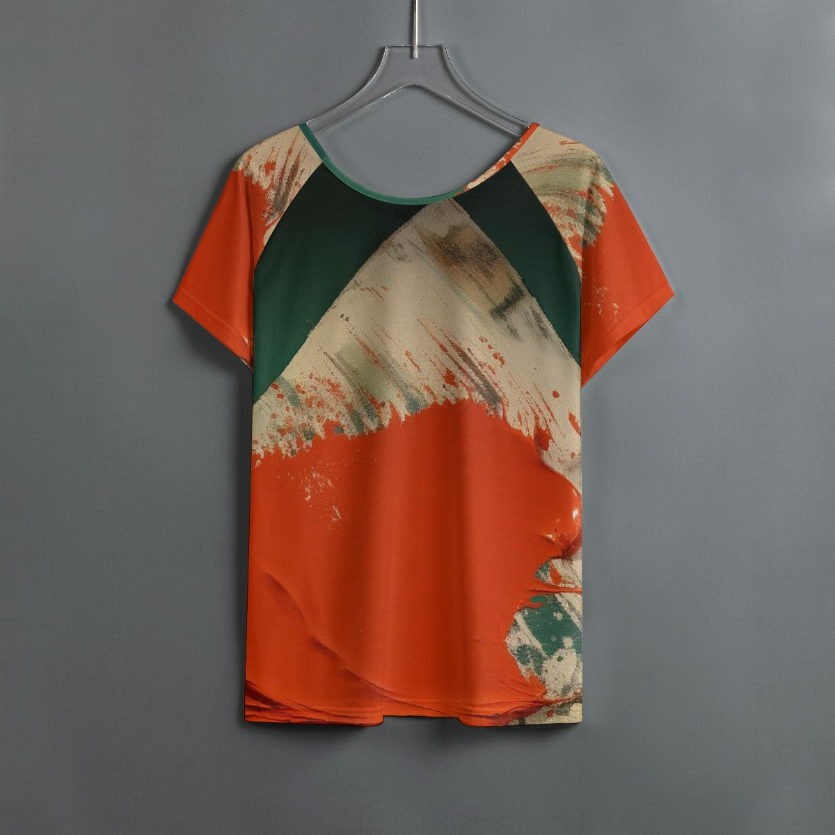 All-Over Print Women's Round Neck T-shirt With Raglan Sleeve