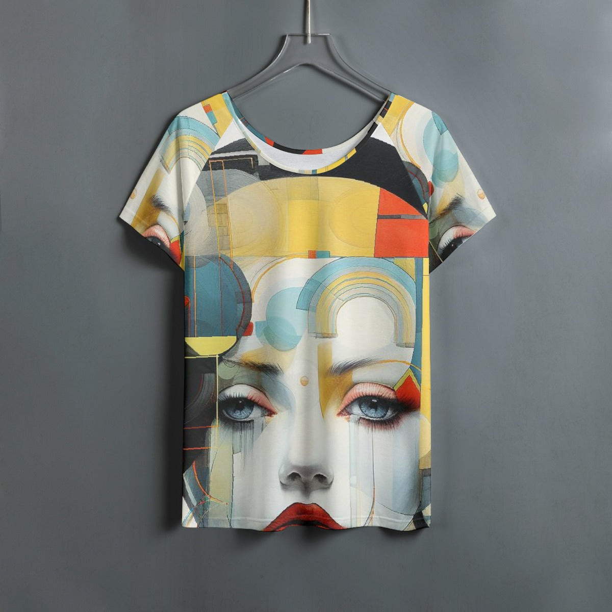All-Over Print Women's Round Neck T-shirt With Raglan Sleeve