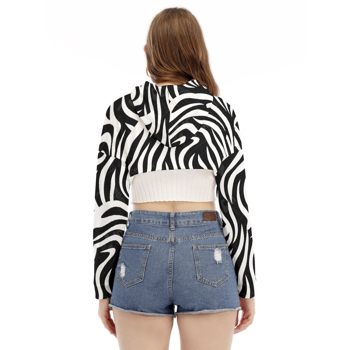 All-Over Print Women's Smock Short Hoodie With Long Sleeve