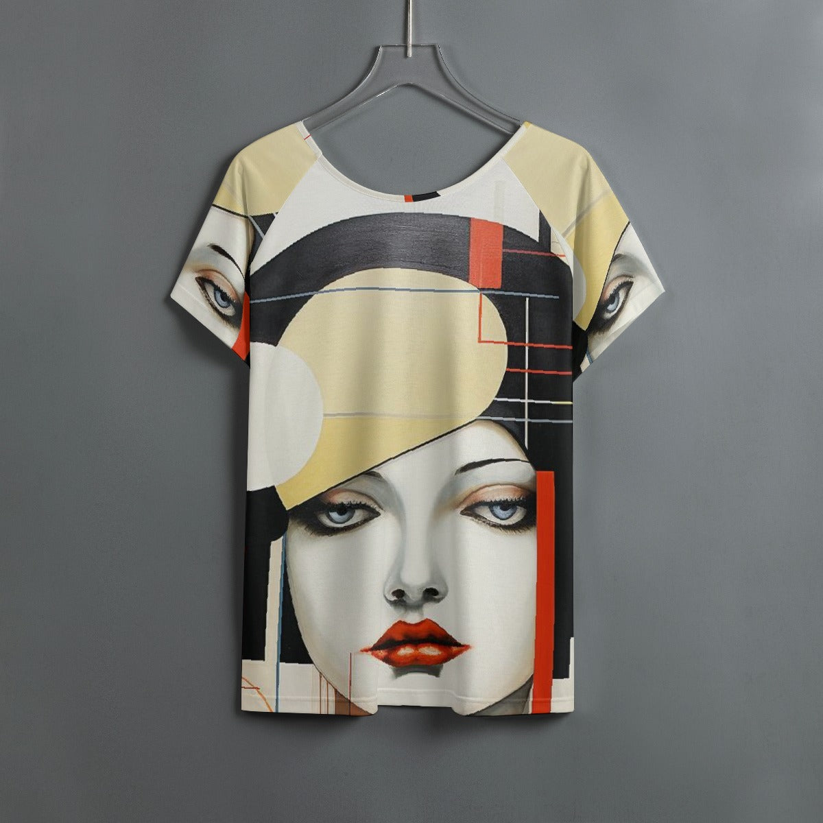 All-Over Print Women's Round Neck T-shirt With Raglan Sleeve