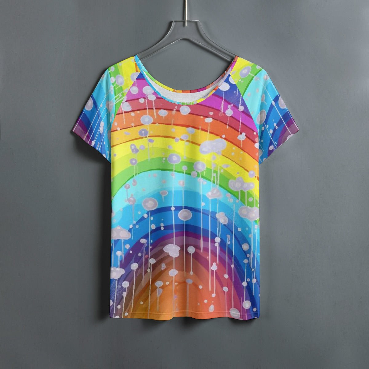 All-Over Print Women's Round Neck T-shirt With Raglan Sleeve