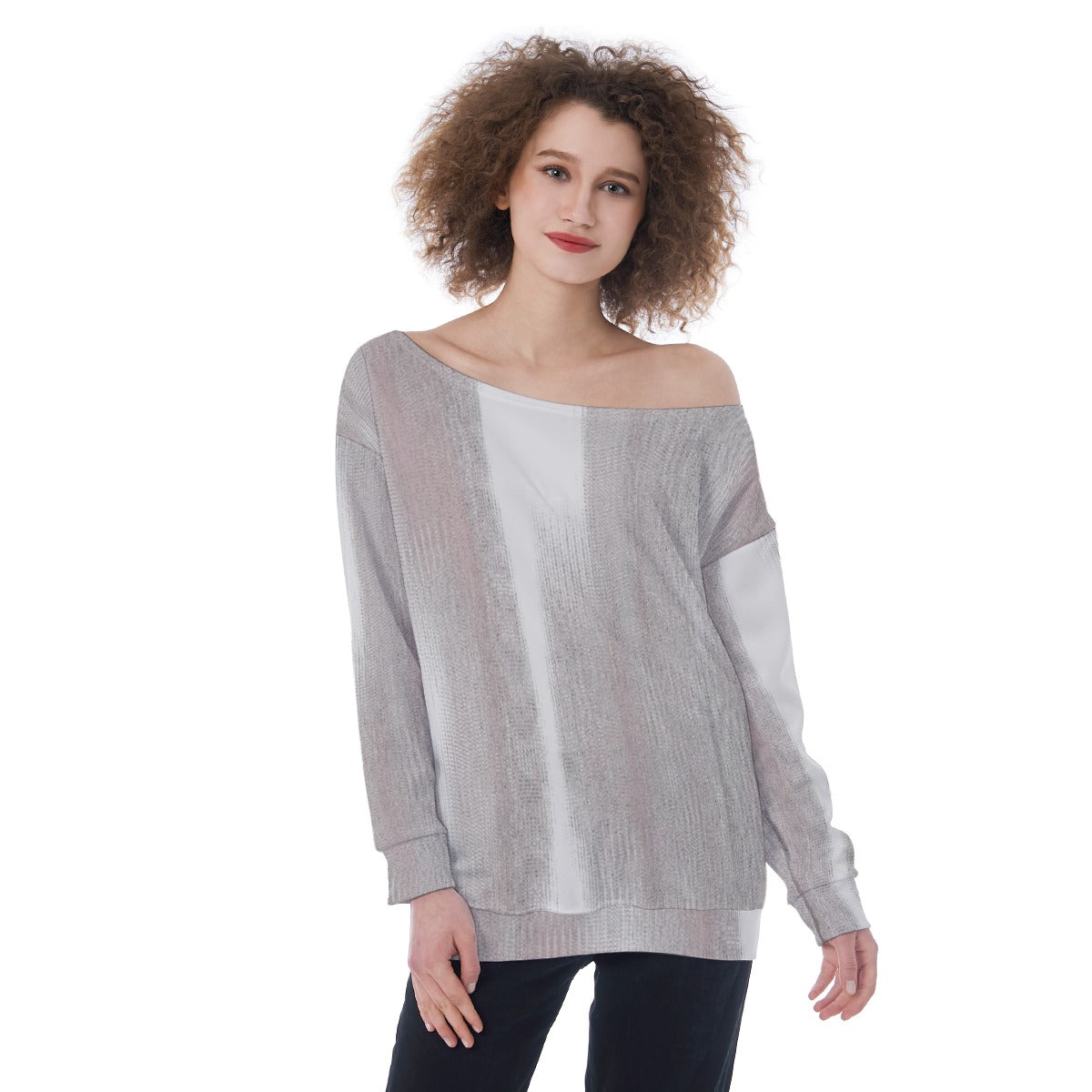 All-Over Print Oversized Women's Off-Shoulder Sweatshirt