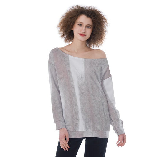 All-Over Print Oversized Women's Off-Shoulder Sweatshirt