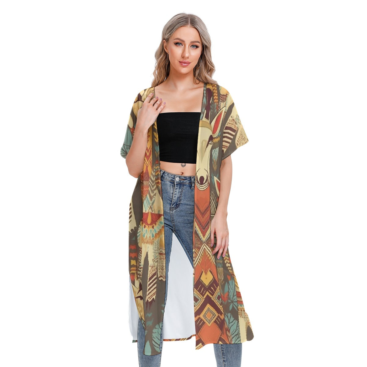 All-Over Print Women's Short Sleeve Cardigan